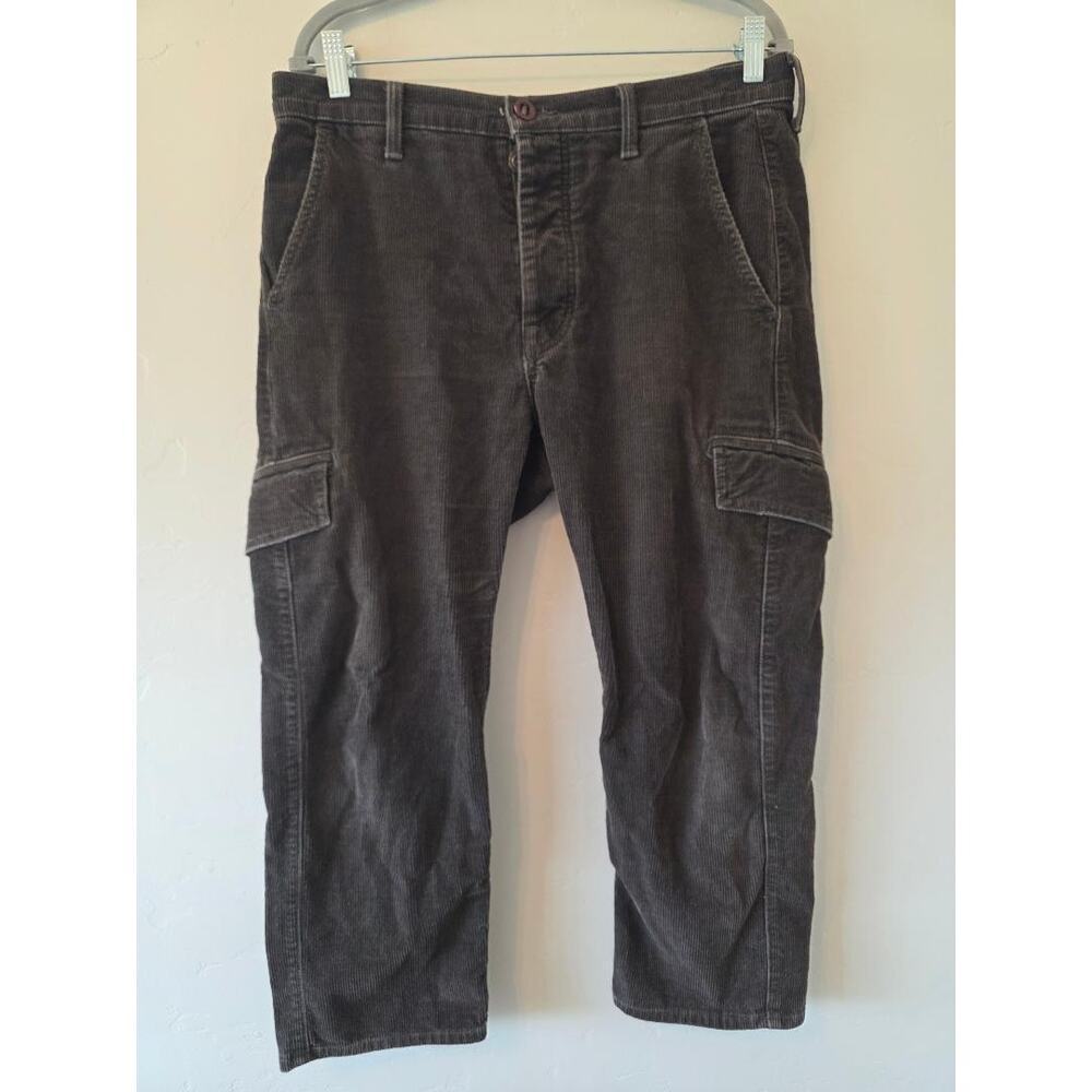 Vince Olive Green Corduroy Cargo Pants Cropped Luxe Minimalist